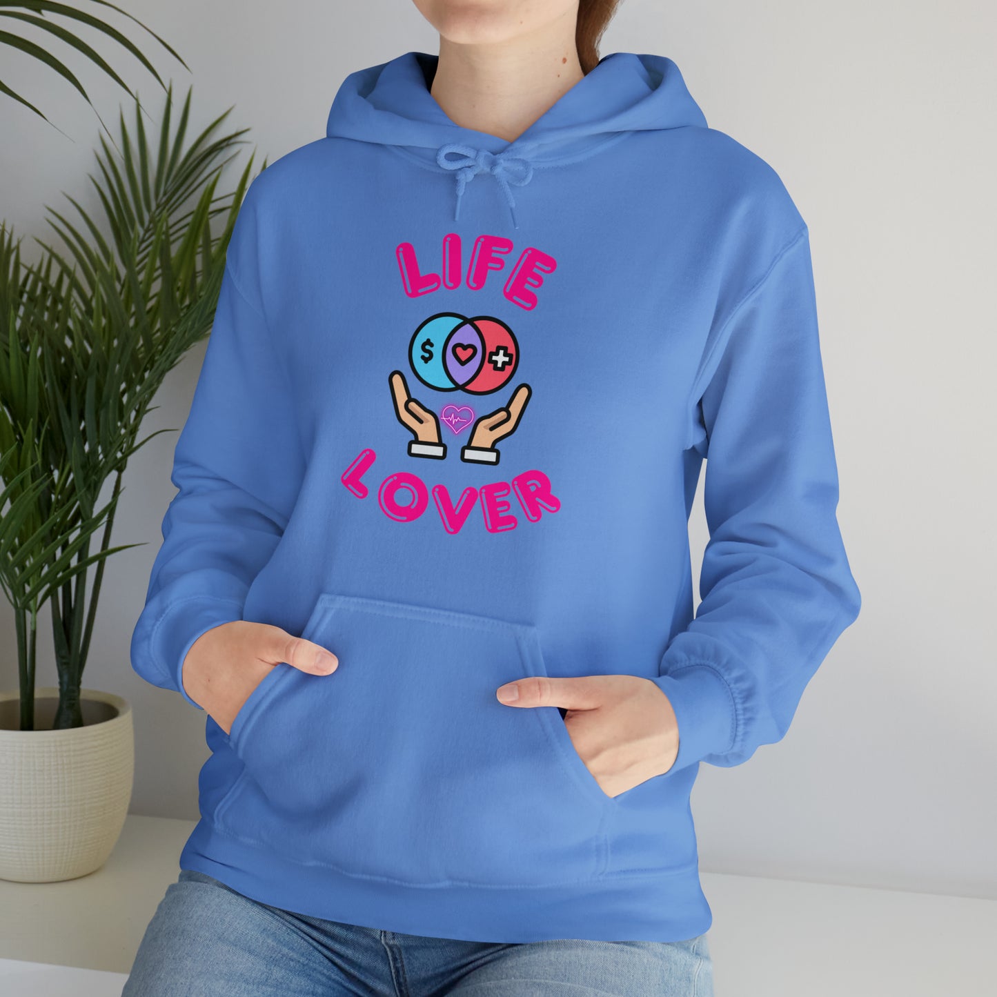 "Chic Life Lover hoodie with uplifting message and graphic