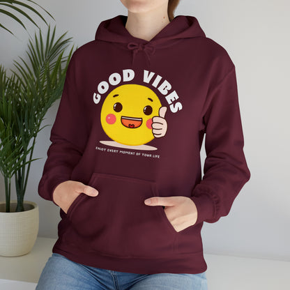 "Comfortable Good Vibes hoodie for casual wear and relaxation