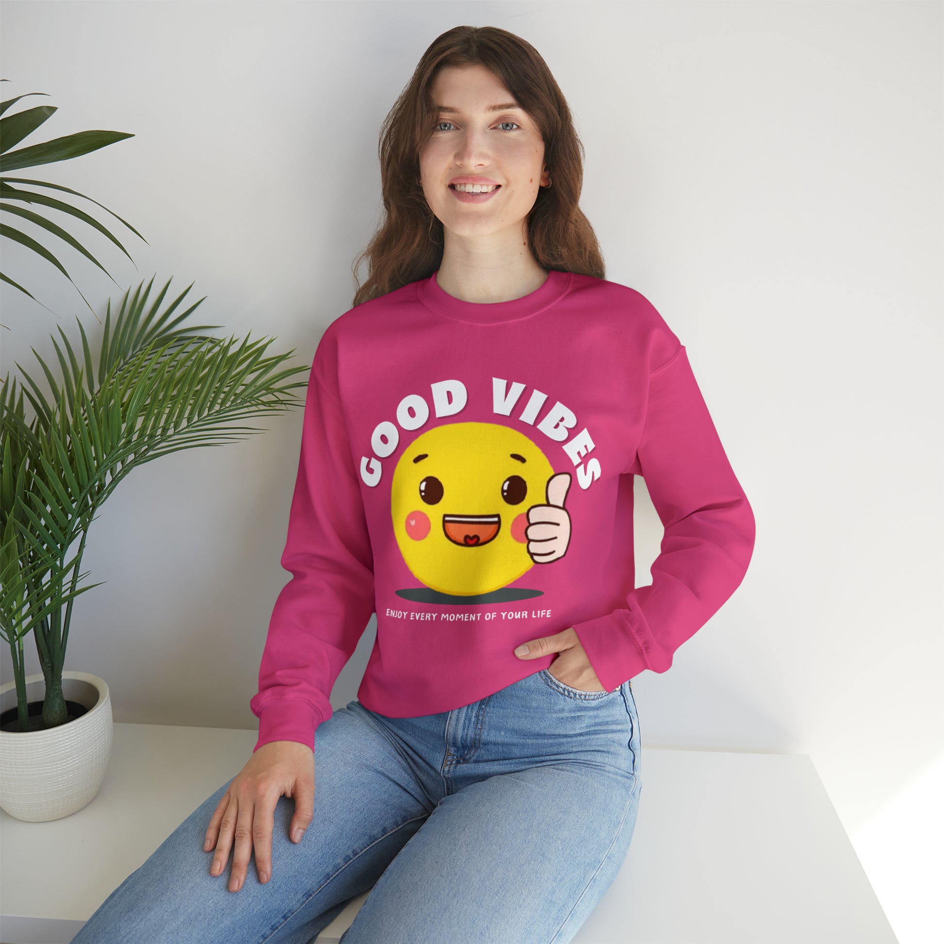 "Comfortable Good Vibes sweatshirt perfect for casual days