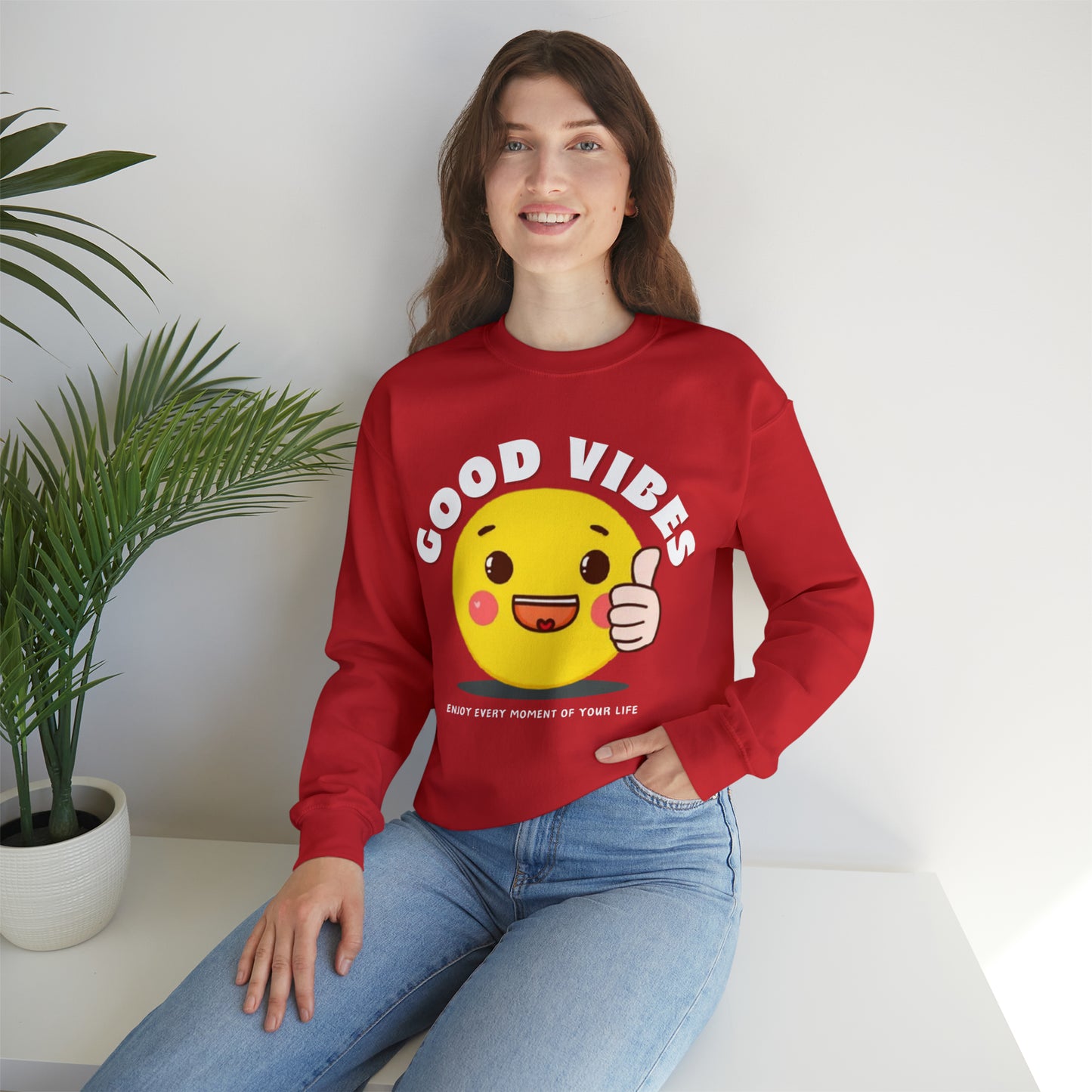 Cozy Good Vibes sweatshirt perfect for spreading positivity