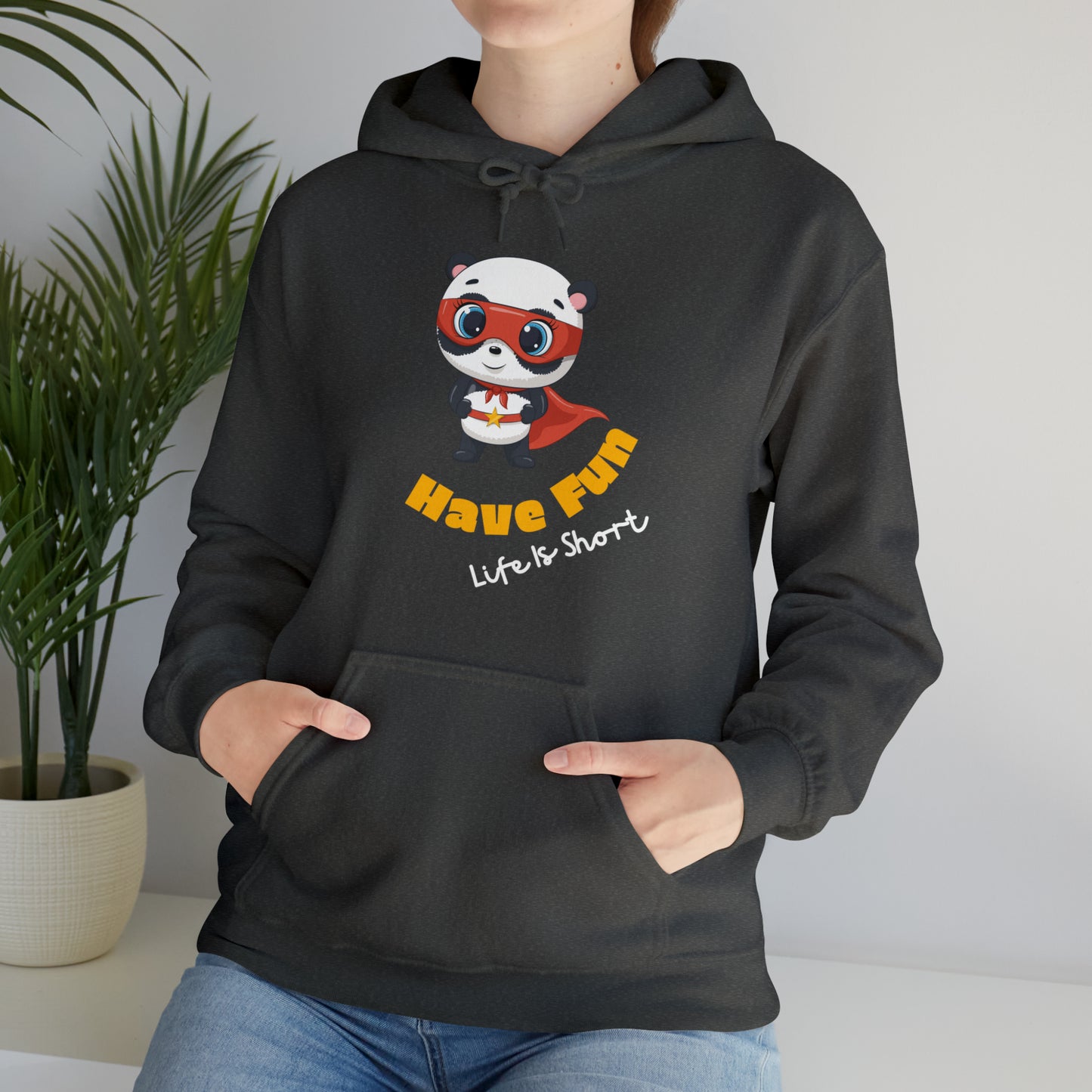 "Cozy Have Fun hoodie with a positive message graphic"