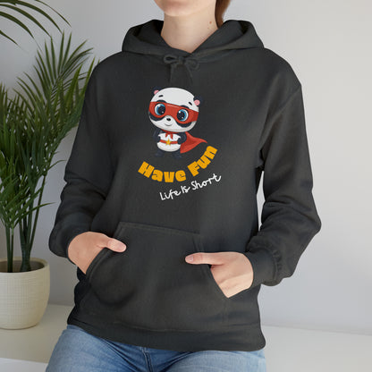 "Cozy Have Fun hoodie with a positive message graphic"