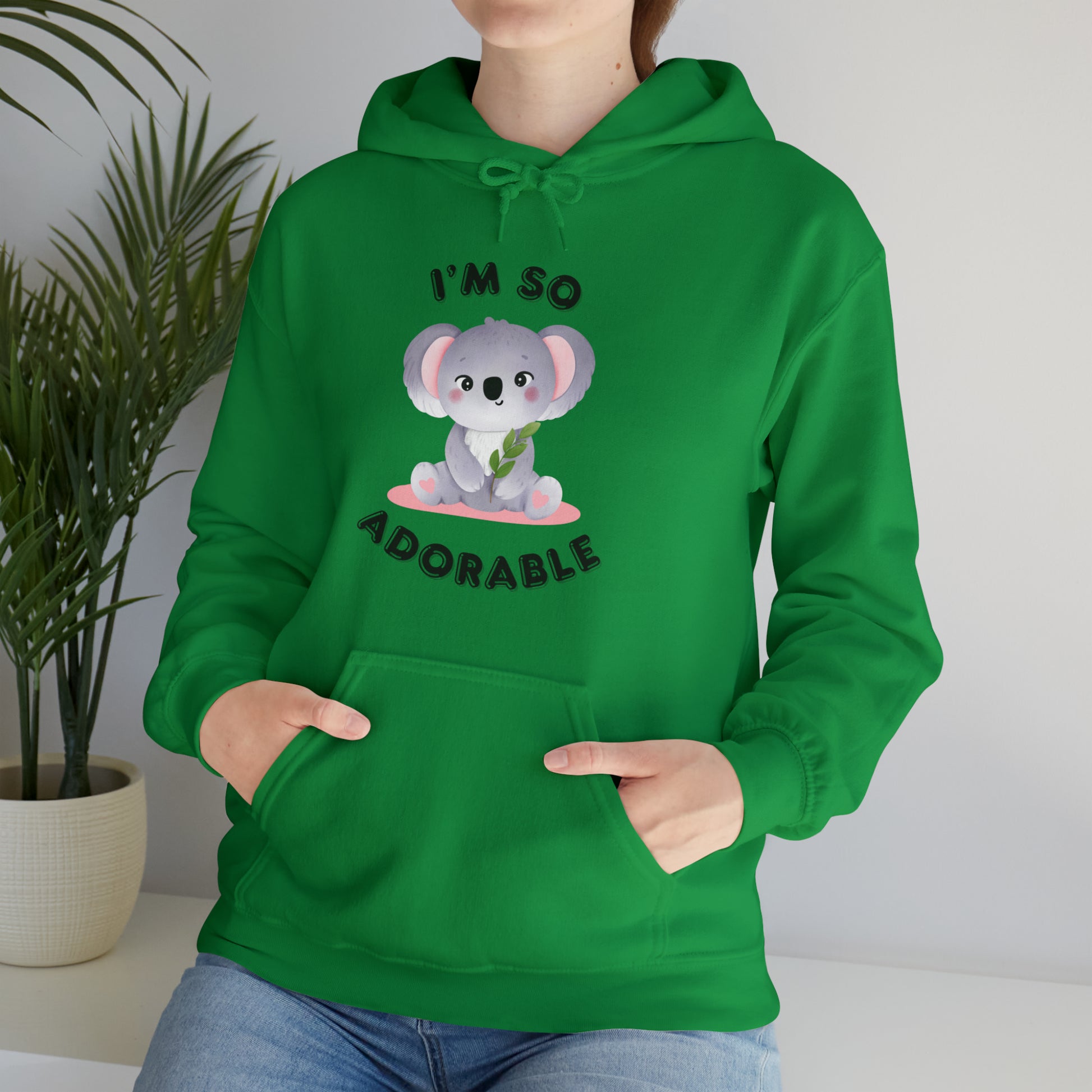 I’m So Adorable hoodie on hanger for product presentation”