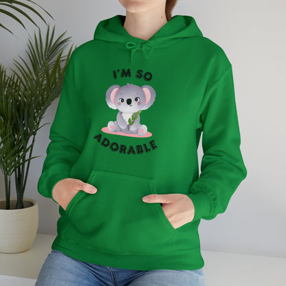 I’m So Adorable hoodie on hanger for product presentation”