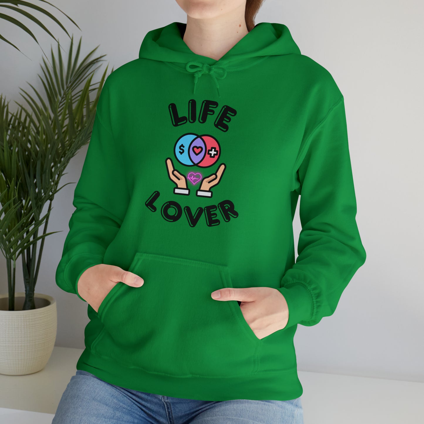 "Inspirational Life Lover hoodie with a heart and smile design