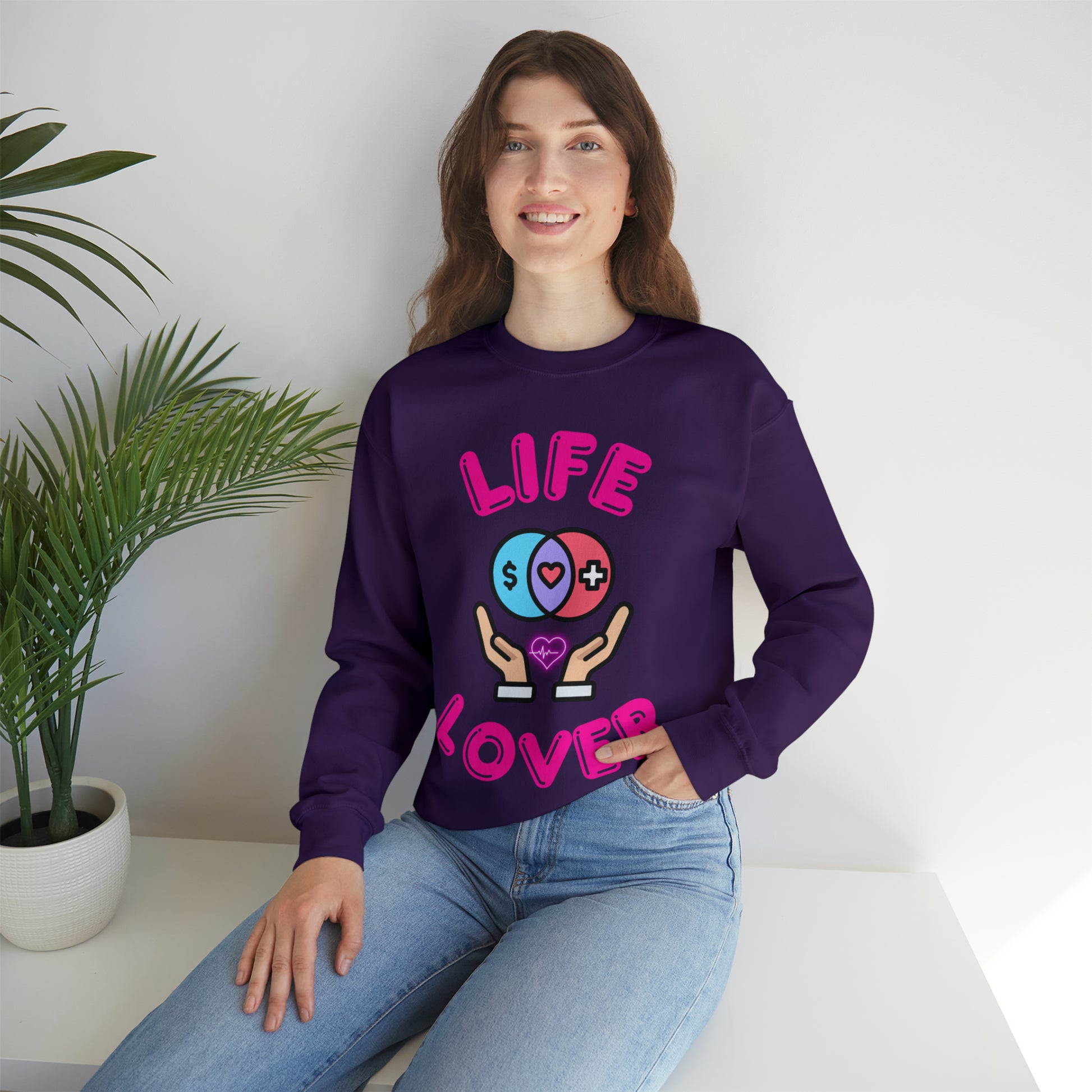 "Inspirational Life Lover sweatshirt with fun, uplifting print