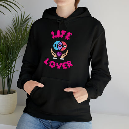 "Relaxed-fit Life Lover hoodie with a joyful design