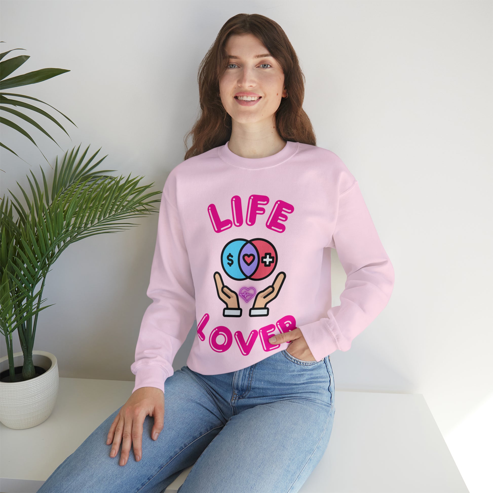 Relaxed-fit Life Lover sweatshirt with a cheerful design