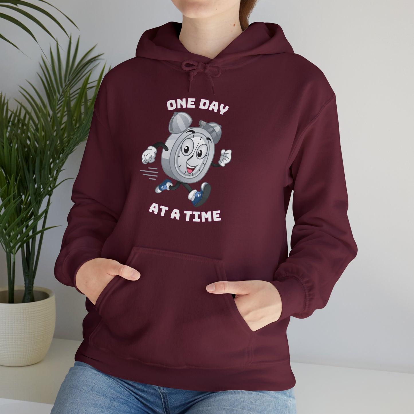 “Soft One Day At a Time hoodie perfect for mindful casual wear”