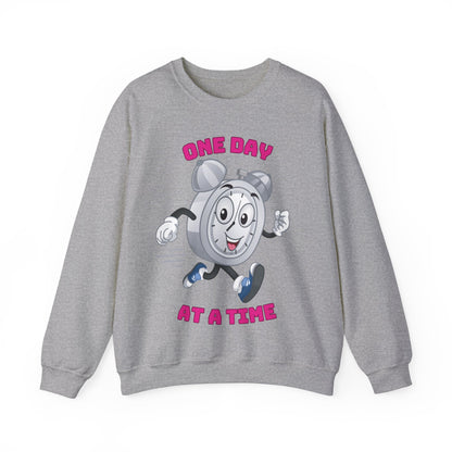 Soft everyday sweatshirt with One Day At a Time wording”
