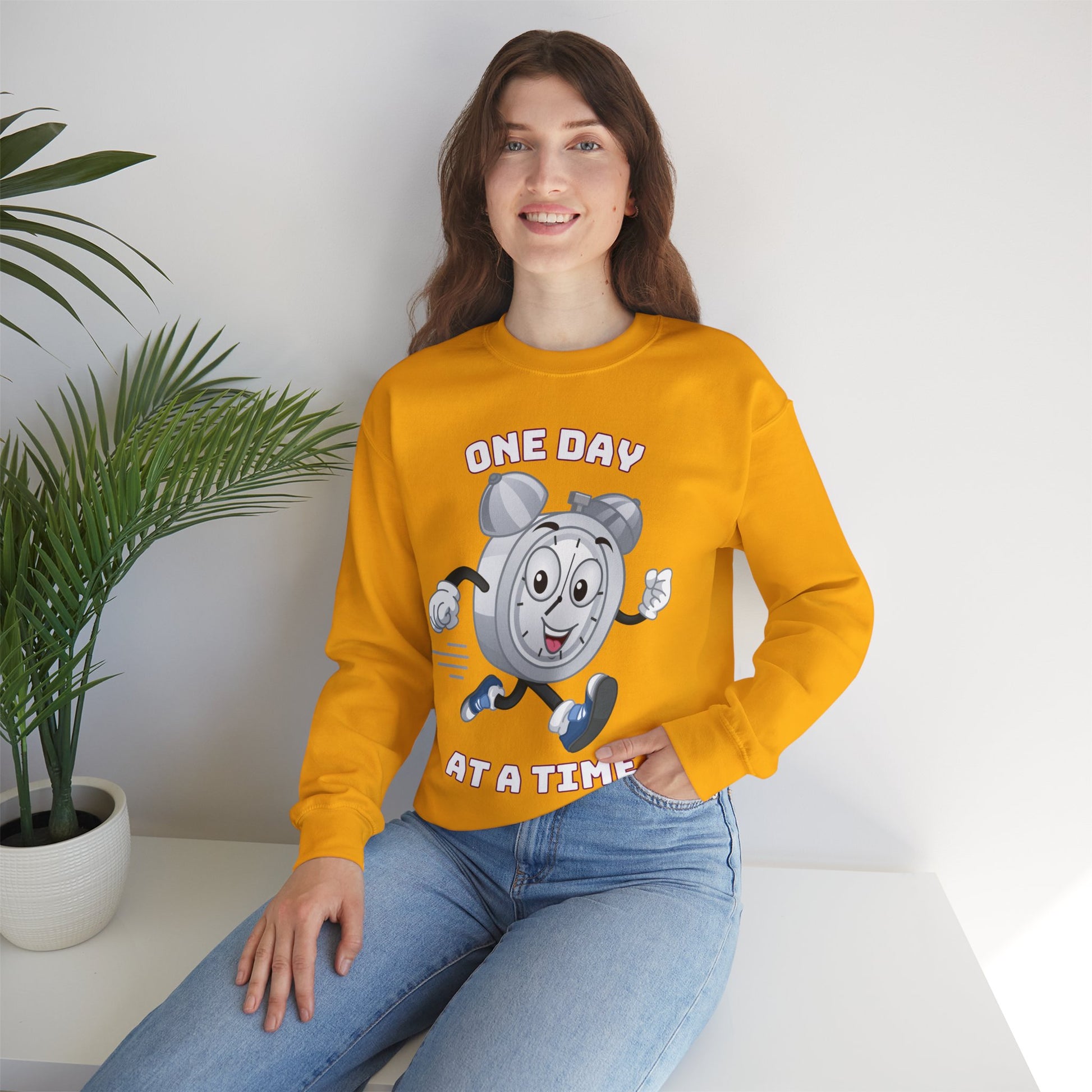 Soft fleece One Day At a Time uplifting sweatshirt”