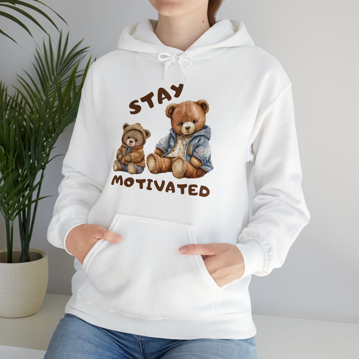 “Stay Motivated hoodie with bold inspirational text design