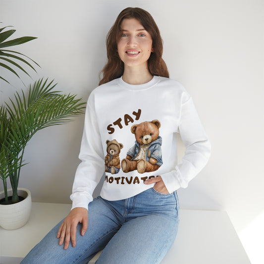 “Stay Motivated sweatshirt with bold inspirational text design