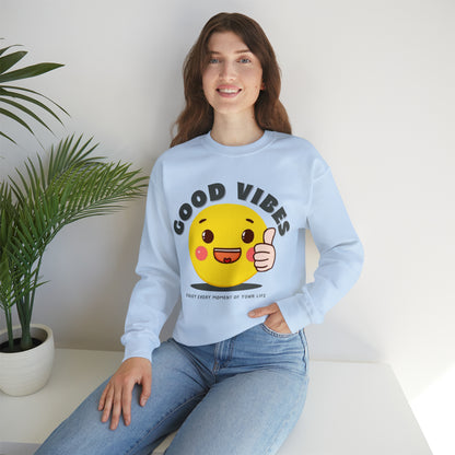 "Stylish Good Vibes sweatshirt for a relaxed and cozy look