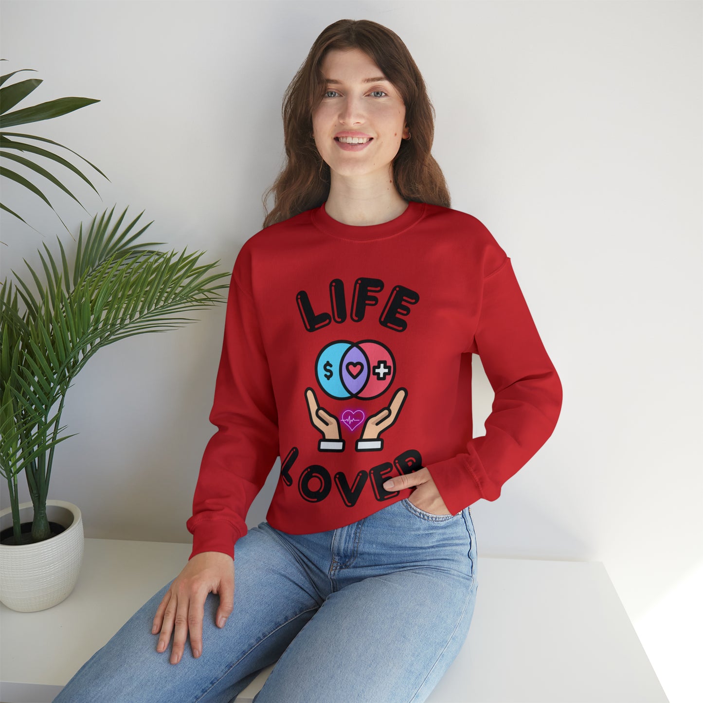 Trendy Life Lover sweatshirt with vibrant colors and message"