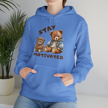 Trendy Stay Motivated hoodie promoting positivity and focus
